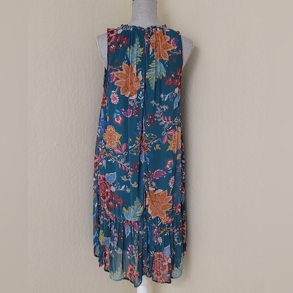 Anthropologie Natalie Trapeze Dress Womens Floral Sheer Overlay High Neck  Sz S - Picture 3 of 12